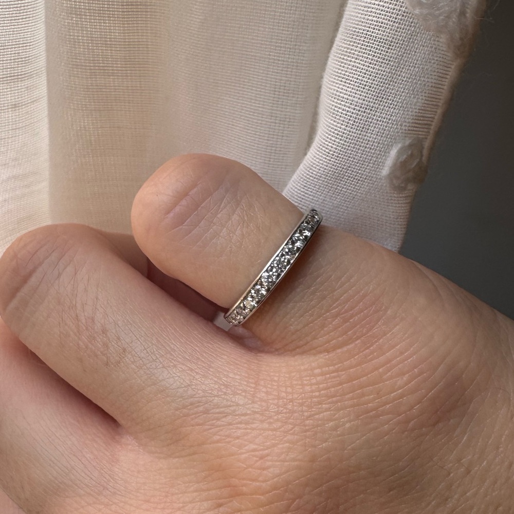 Authentic Vintage Tiffany and Co. Diamond Platinum Half Eternity Wedding Band - Picture 4 of 14